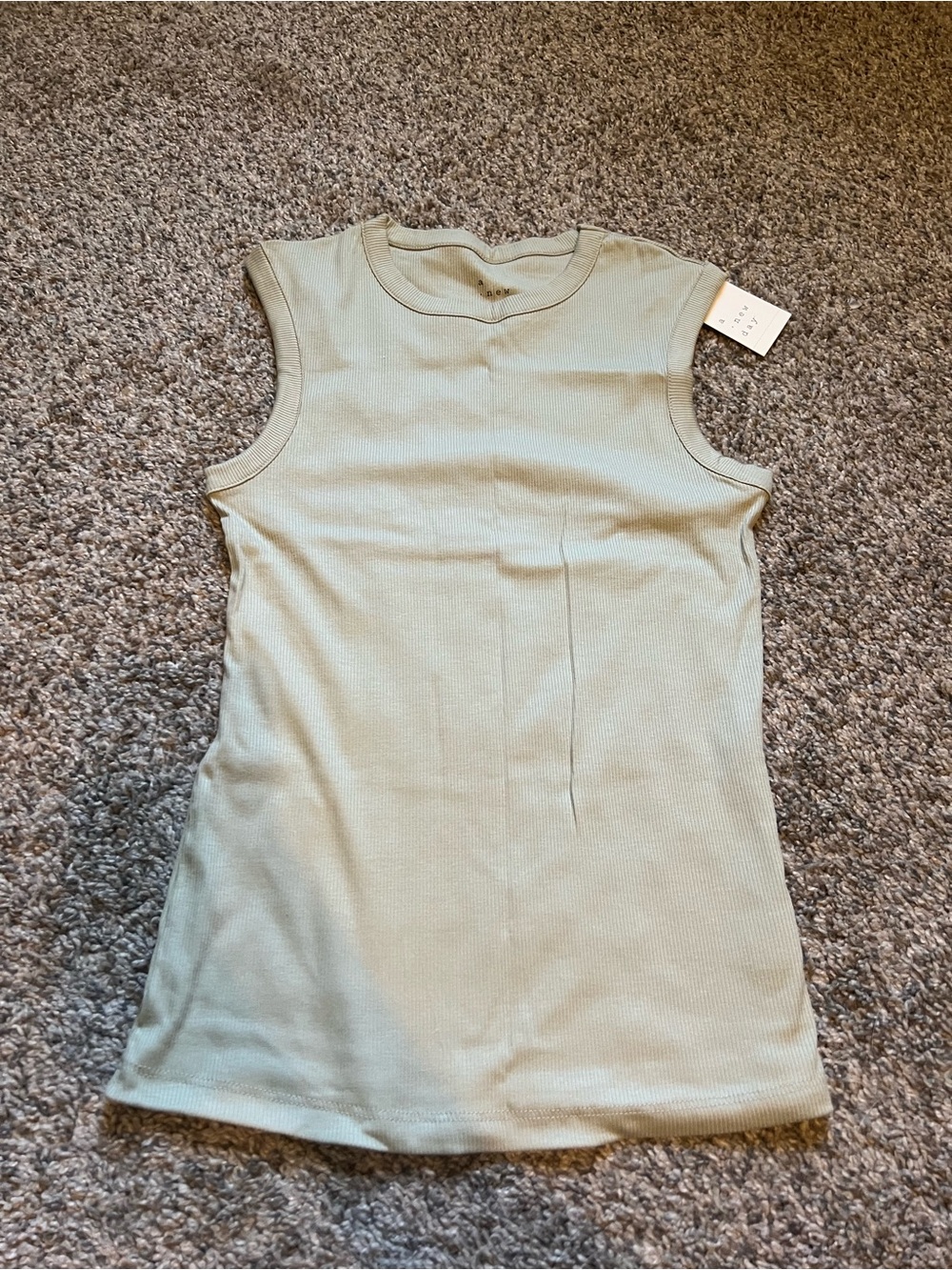 Sleeveless Ribbed Tank Top - Sage Green